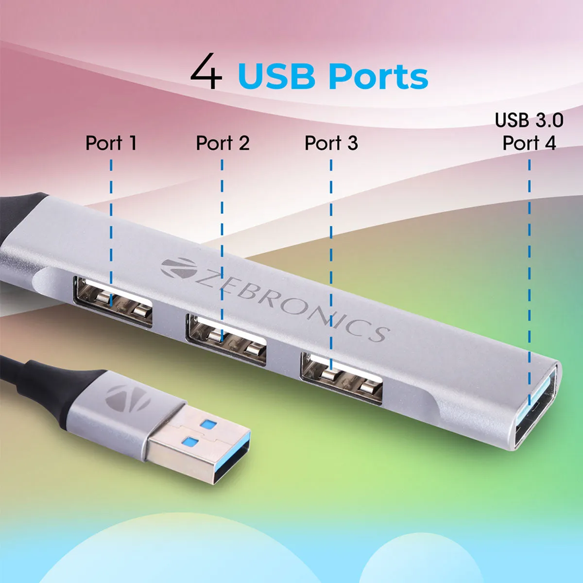 Zebronics USB Hub 4 Port 3.0 | 2.0 200HB view 2